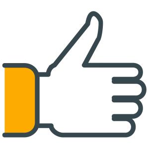 Graphic of thumbs up.